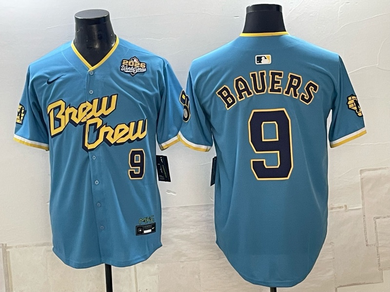 Men Milwaukee Brewers #9 Bauers blue Nike 2026 World Series MLB jersey 102301